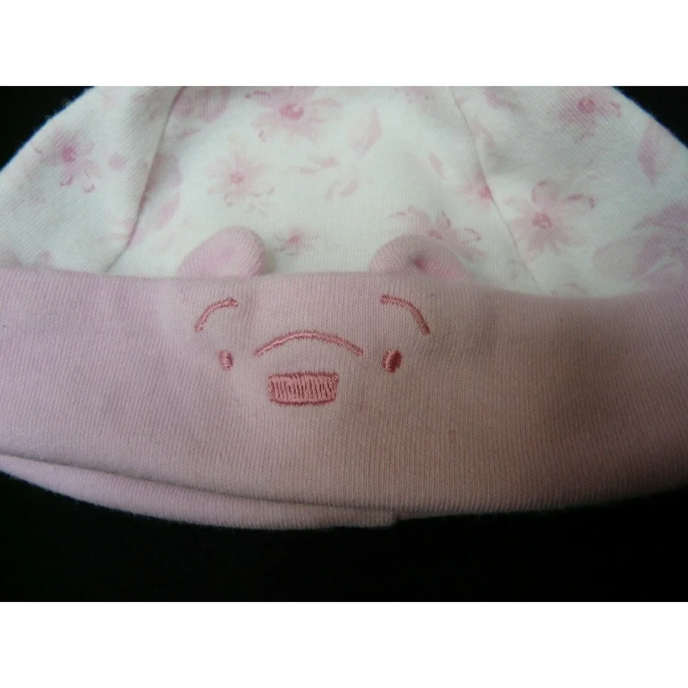 Winnie the Pooh‎ Hat Infant Girls Cap Beanie White Pink Flowers Disney Store